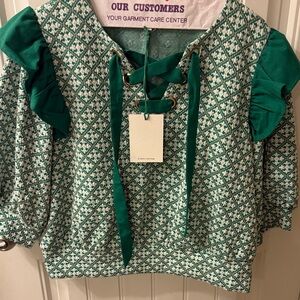 Emerald Green Patterned Women's Hoodie